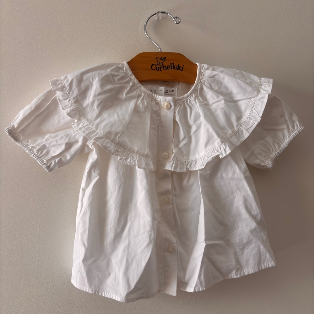 Zara Kids White Ruffled Blouse